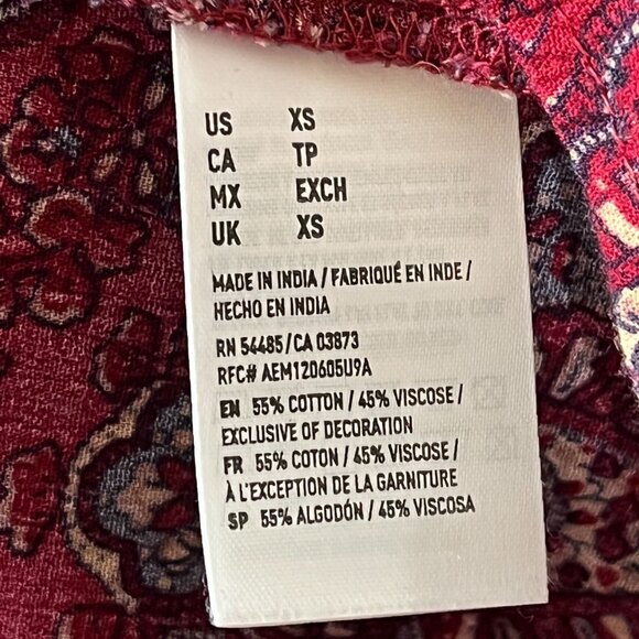 American Eagle XS Red Boho Floral Puff Sleeve Mini Dress - Picture 12 of 12